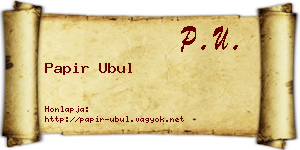 Papir Ubul névjegykártya